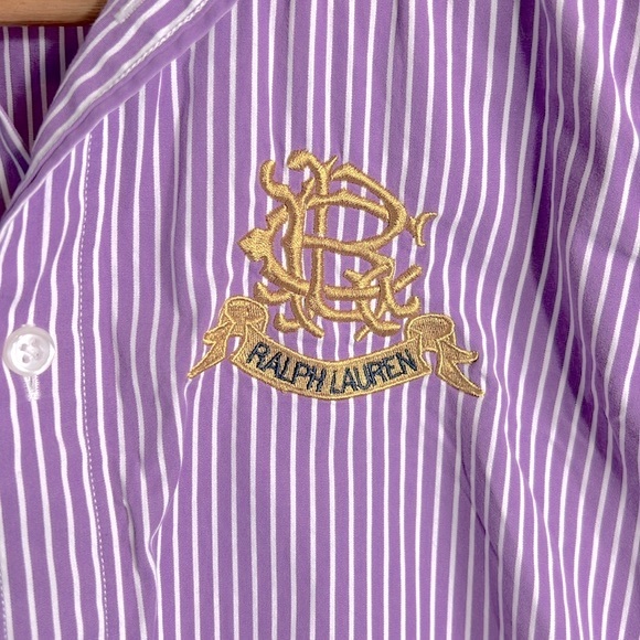 Ralph Lauren Sport Purple Pinstripe Button Down with Royal Crest size 2 - Picture 4 of 7